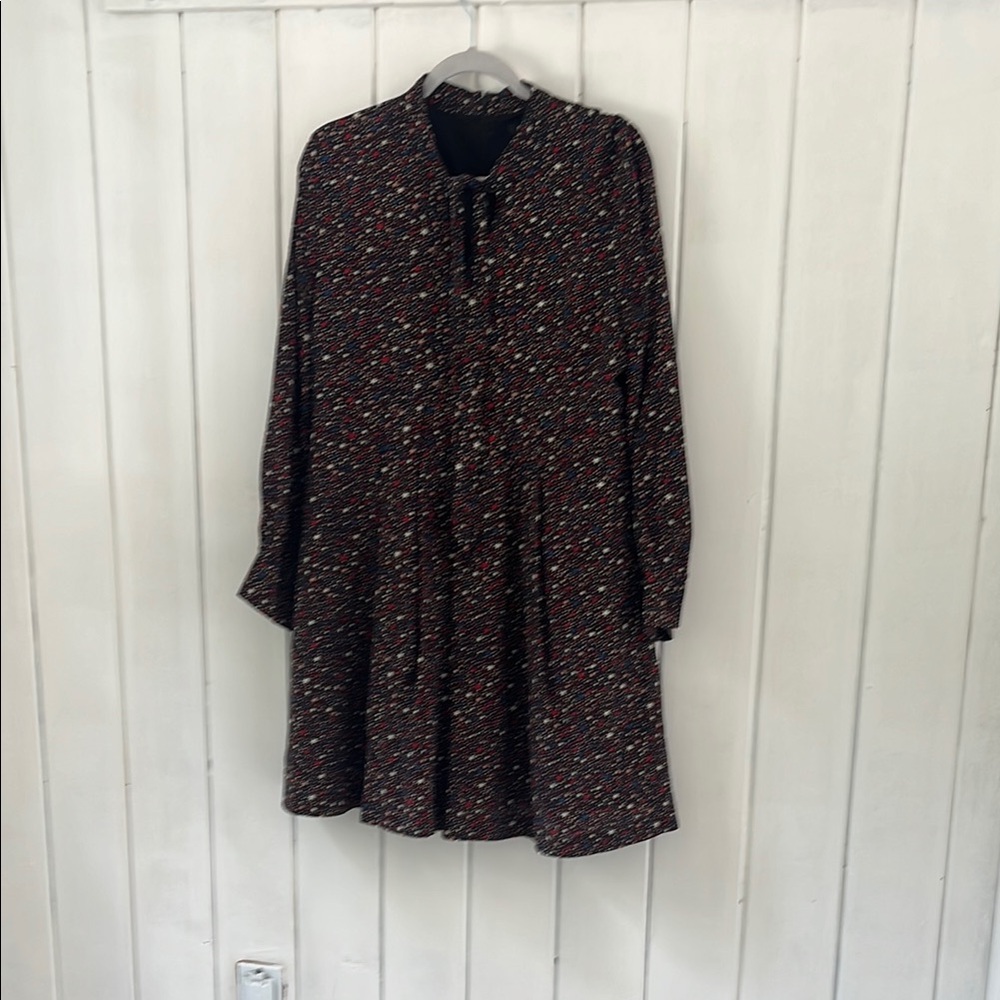 Madewell Black Mock Neck Bishop Sleeve Dress